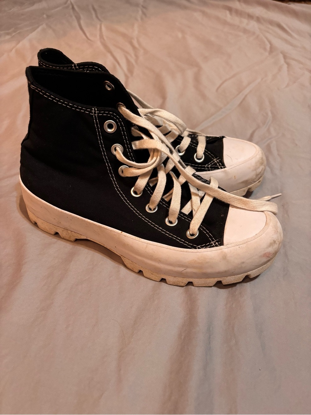 Converse Black and White High-Top Sneaker Interior Label Visible